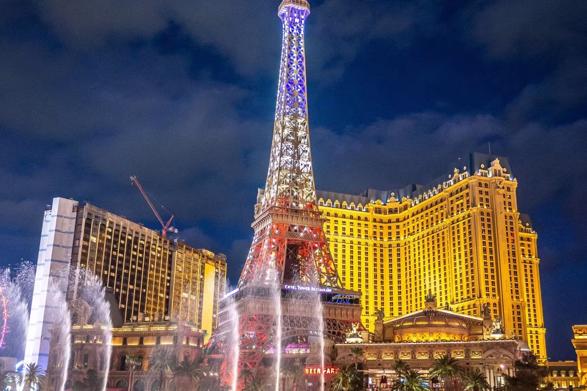 Eiffel Tower replica at Paris Las Vegas hotel, part of MGM Resorts. from Stockmark.it