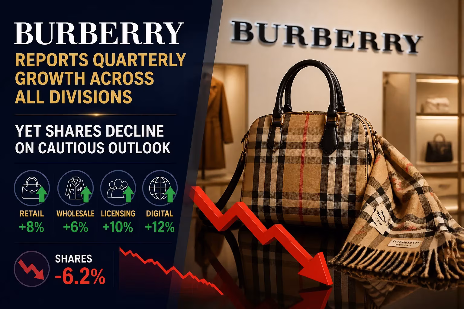 Burberry Reports Quarterly Growth Across All Divisions Yet Shares Decline on Cautious Outlook