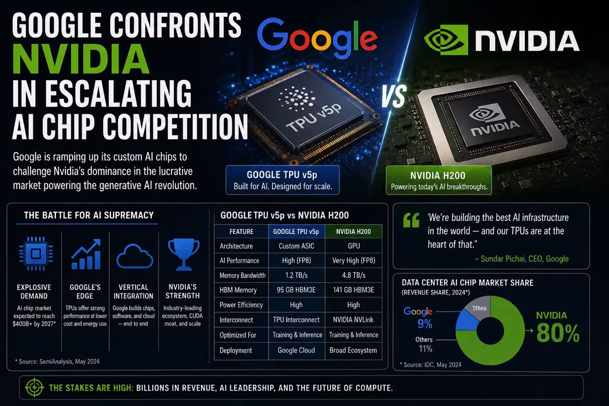 Google TPU v5p vs. NVIDIA H200 AI chip competition: Google vs. Nvidia from Stockmark.it