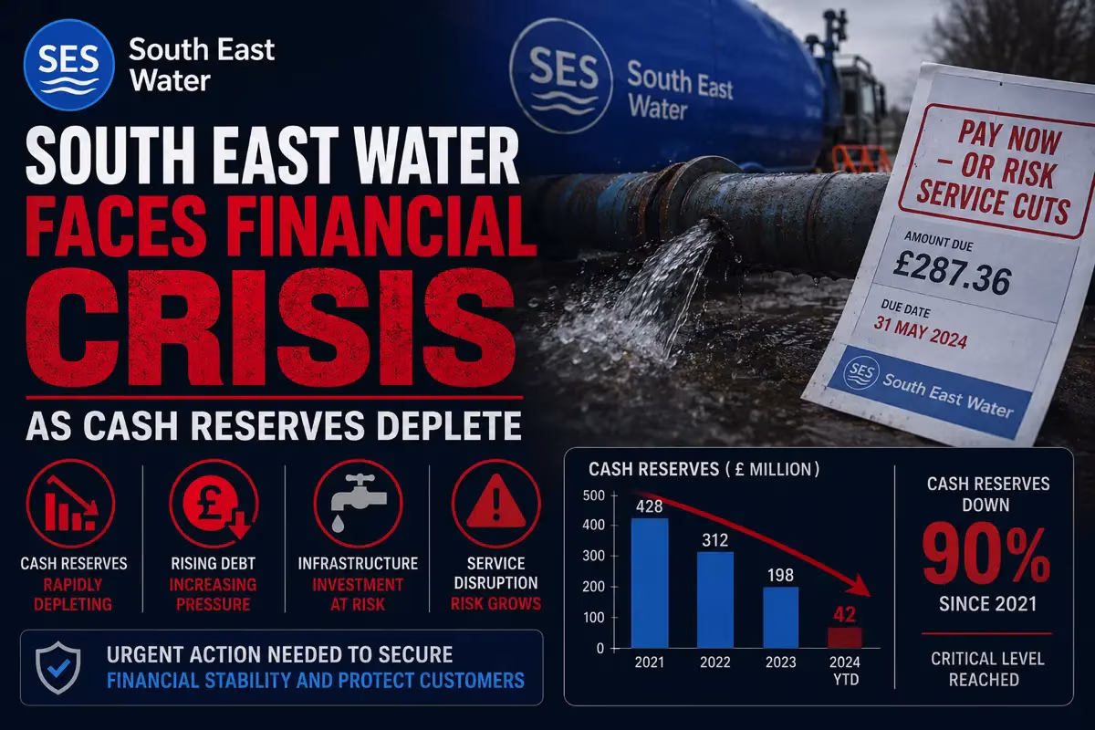 South East Water Faces Financial Crisis as Cash Reserves Deplete